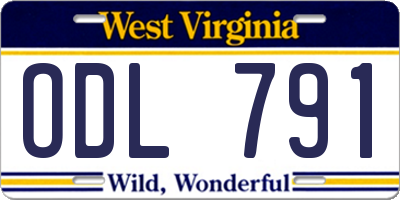 WV license plate ODL791