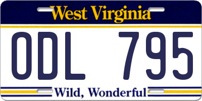 WV license plate ODL795