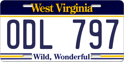 WV license plate ODL797