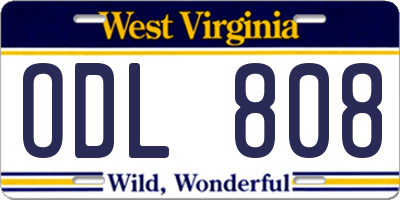 WV license plate ODL808