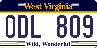 WV license plate ODL809
