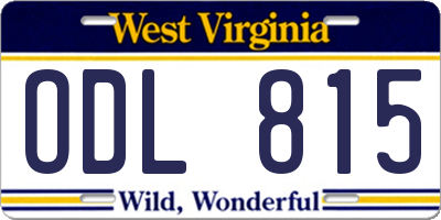 WV license plate ODL815