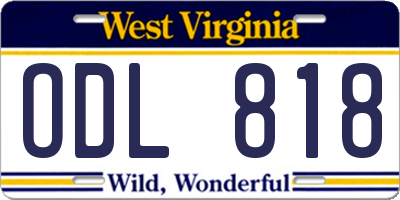 WV license plate ODL818