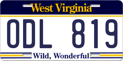 WV license plate ODL819