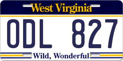 WV license plate ODL827