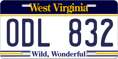 WV license plate ODL832