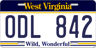 WV license plate ODL842