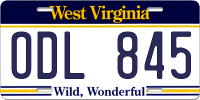 WV license plate ODL845
