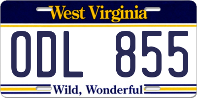 WV license plate ODL855
