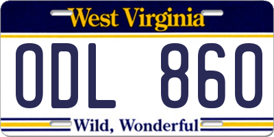 WV license plate ODL860