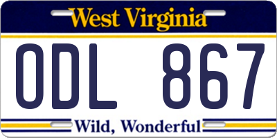 WV license plate ODL867
