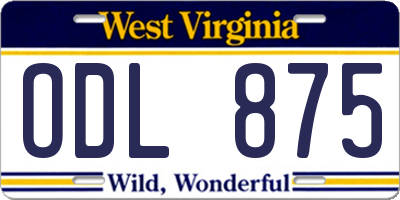 WV license plate ODL875