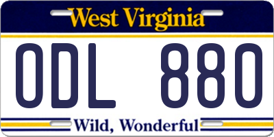 WV license plate ODL880