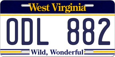 WV license plate ODL882