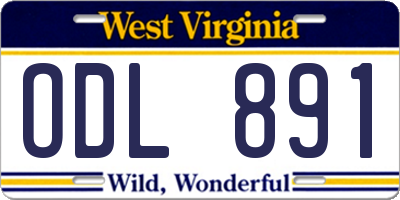 WV license plate ODL891