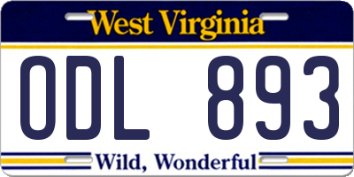 WV license plate ODL893