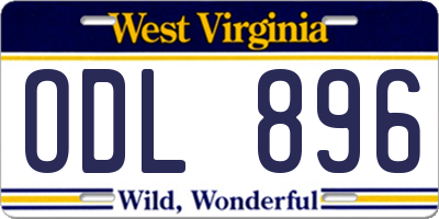 WV license plate ODL896