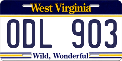 WV license plate ODL903