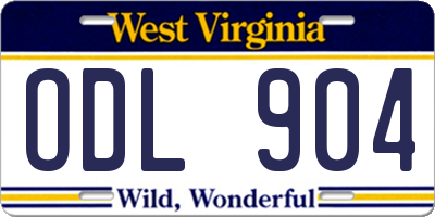 WV license plate ODL904
