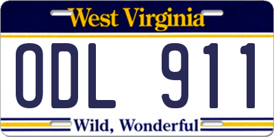 WV license plate ODL911