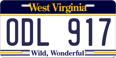 WV license plate ODL917