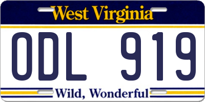 WV license plate ODL919