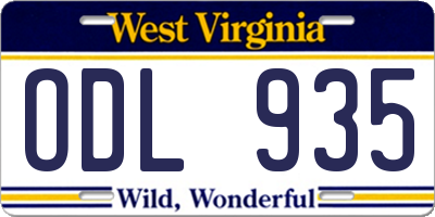 WV license plate ODL935