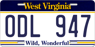 WV license plate ODL947