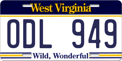WV license plate ODL949