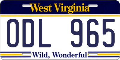 WV license plate ODL965
