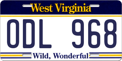 WV license plate ODL968