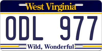 WV license plate ODL977