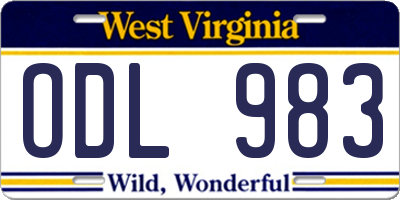WV license plate ODL983