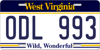 WV license plate ODL993