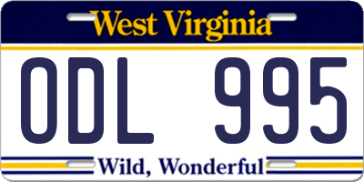 WV license plate ODL995