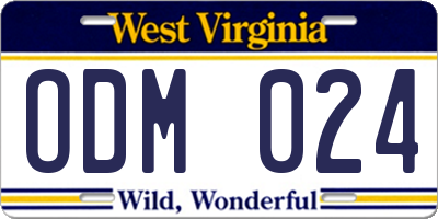 WV license plate ODM024