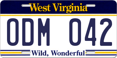 WV license plate ODM042