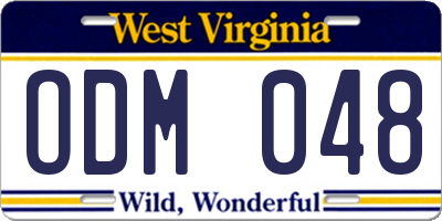 WV license plate ODM048