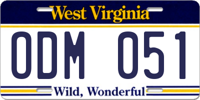 WV license plate ODM051