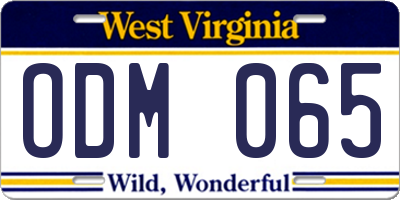 WV license plate ODM065