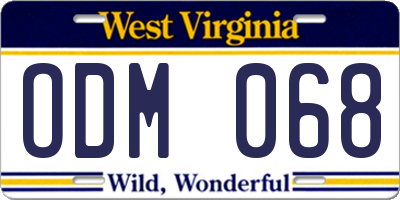 WV license plate ODM068