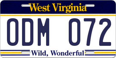WV license plate ODM072