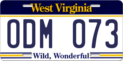 WV license plate ODM073