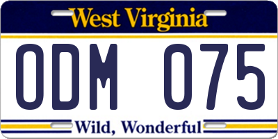 WV license plate ODM075