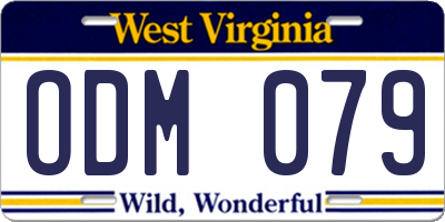 WV license plate ODM079