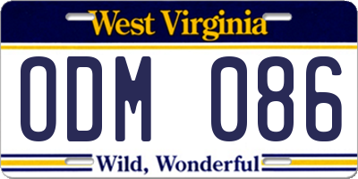 WV license plate ODM086