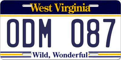 WV license plate ODM087
