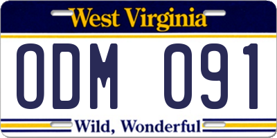 WV license plate ODM091