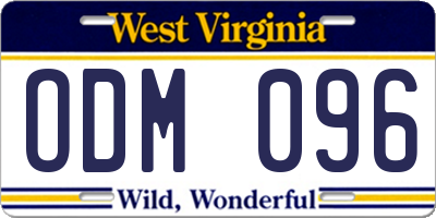 WV license plate ODM096