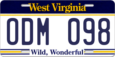 WV license plate ODM098